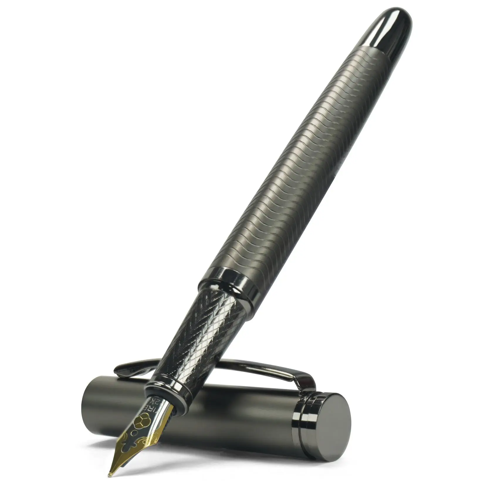 Wave Style Metal Fountain Pen, 1 Count Premium Lacquer Barrel Iridium Nib Fountain Pens, Luxurious Business Writing Pen for Business（Ink Not Included）