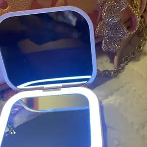 Portable LED Light Makeup Mirror, 1-Count Rechargeable Compact Pocket Mirror with Light, Travel Makeup Mirror for Women, Lighted Makeup Mirror