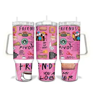 Friends Pink 40oz Quencher Tumbler, Funny Oh My God Tumbler, Coffee Cup Design Tumbler, Stainless Steel Tumbler,Kitchen Drinkware, Gift for Friends, Birthday Gift