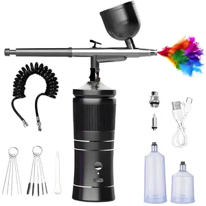 Airbrush Pen Kit With Compressor,Rechargeable High Pressure Air Brush Set Cordless Airbrush Kit with 0.3mm Nozzle for Painting,Doodling, Cake Decor, Makeup, Modeling, Paint Spraying Tool, Power Airbrush Tool
