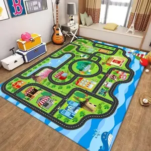 1 Piece of Children's Game Road Crawling Mat Play Mat Printed Carpet Decoration Welcome Soft Floor Mat Floor Mat Living Room Decoration Carpet Suitable for Indoor Living Room Bedroom Home Decoration