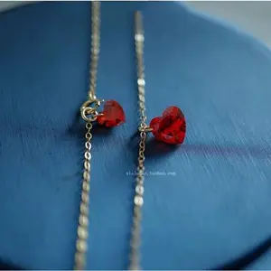 S925 sterling silver plated with 14K gold heart-shaped necklace, Japanese and Korean style simple collarbone chain, neck chain, birthday gift for girlfriend