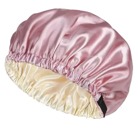Silk Satin Hair Bonnet for Smooth Haircare, Double Layer Sleep Cap to Reduce Frizz, Adjustable Slouchy Beanie for Women with Natural & Curly Hair