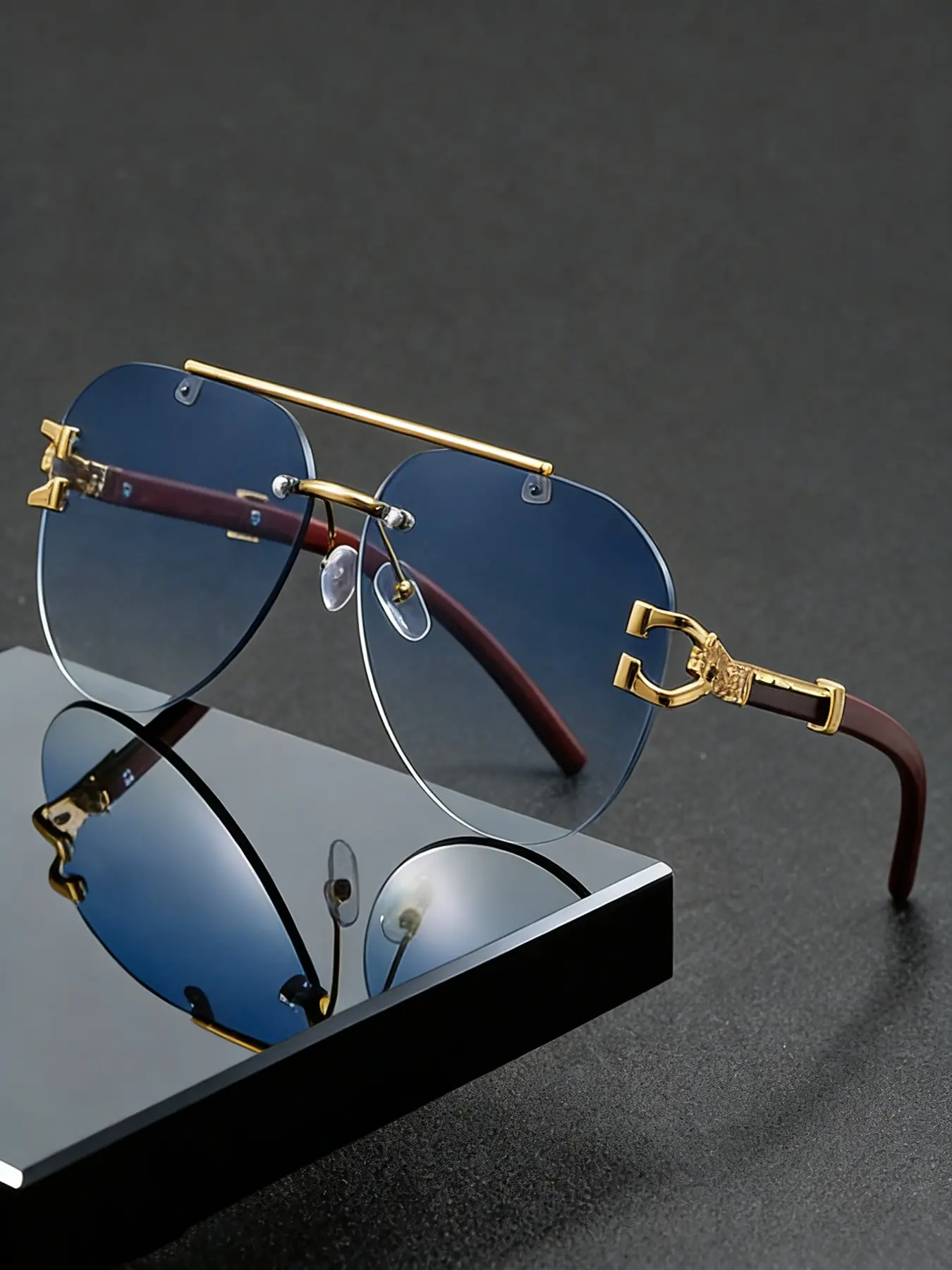 Oval Frameless Leopard Leg Decorative Glasses, Classic Vintage Unisex Metal Alloy Eyewear, Versatile Stylish Accessories