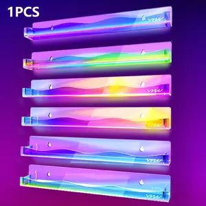 15 Inch Wall Mounted Nail Polish Display Rack, 1 Piece Acrylic Nail Art Display Stand, Nail Polish Storage Holder, Multifunctional Storage Rack for Home Salon Retailer Display Risers Stand, Acrylic Shelf