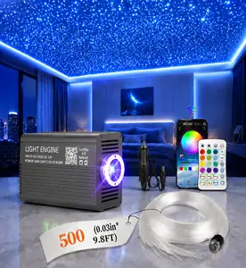 500PCS*0.03in *9.8ft Fiber Optic Starlight Headliner Kit, 16W RGBW Color Changing Star Ceiling Lights with DIY Pattern Customization for Car & Home Theater disco party Lights