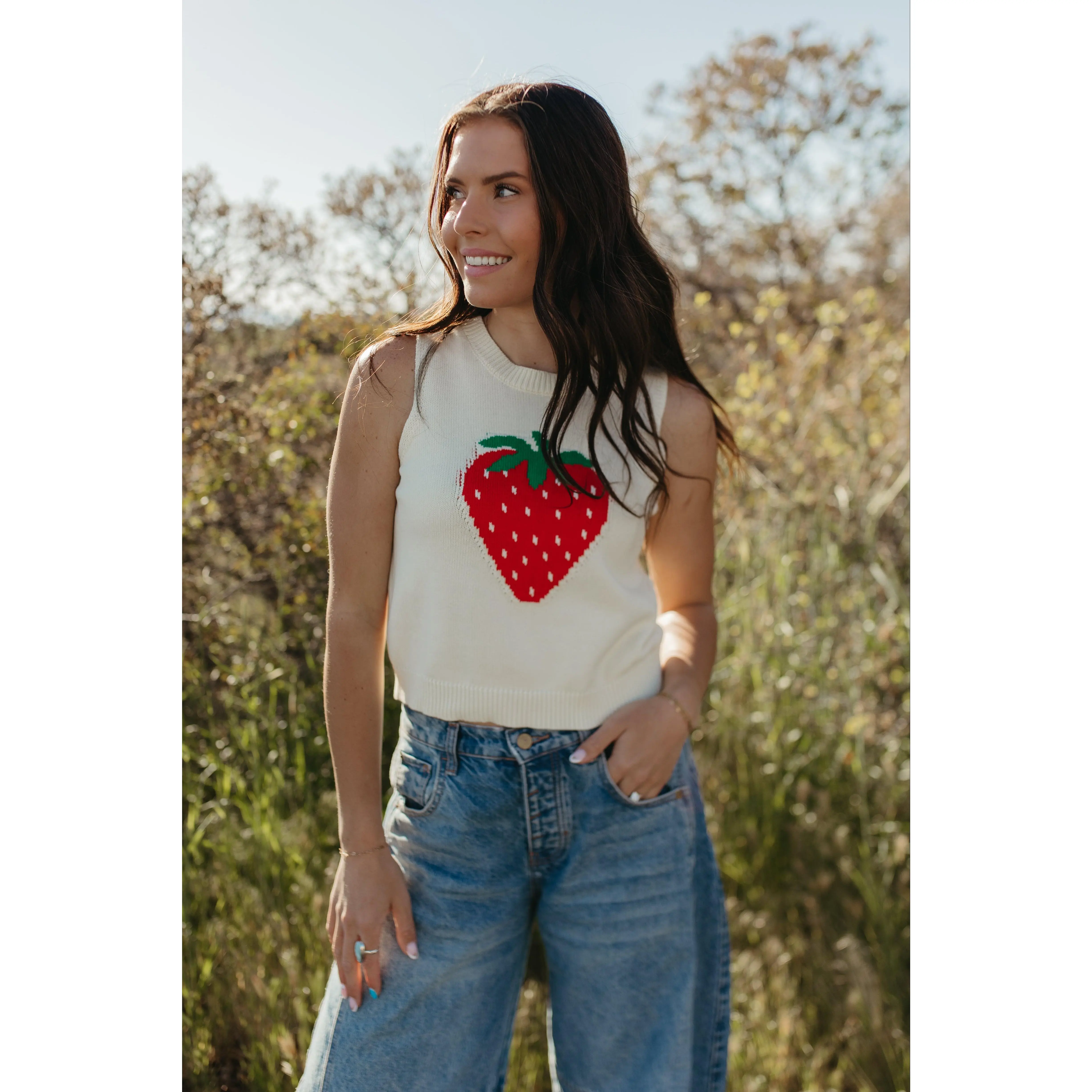 THE PIPER STRAWBERRY KNIT TANK