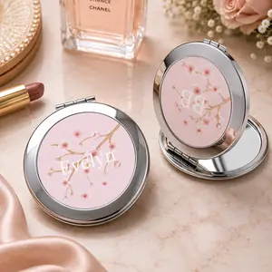 Cherry Blossom Personalized Compact Travel Mirror | Custom Pocket Mirror