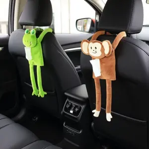 Cute Plush Monkey Hanging Tissue Holder, 3D Cartoon Car Tissue Box with Long Arms, Creative Auto Tissue Cover