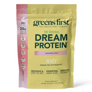 Greens First Dream Protein Powder Whey - 20g Protein Per Serving - Hormone-Free with Prebiotics - Non-GMO - No Artificial Sweeteners/MSG/Aspartame