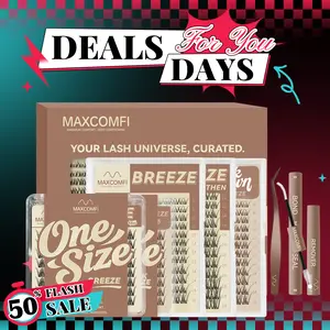 MaxComfi Spider Cluster Lash Extensions Kit - DD Curl Lash Clusters, Smudge-Proof Waterproof, Super Soft Thin Band, Beginner-Friendly DIY Design for Natural Daily Glowup & Voluminous Makeup Look, Cluster Lashes Kit