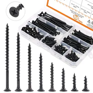 160-Pcs #7 Coarse Thread Drywall Screw with Phillips Drive Black Oxide Finsh Bugle   Screws Assortment Kit Ideal for Drywall Sheetrock