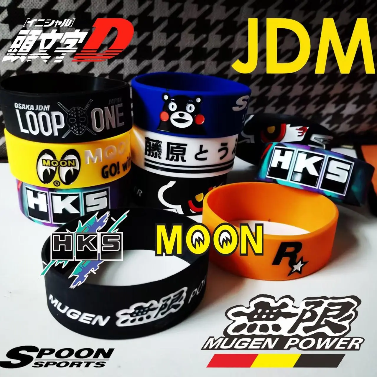 Mooneyes Big Eyes Car Gear Shift Kit Initial D Wristband Kumamoto Bear Bracelet Gear Lever Decorative Ring