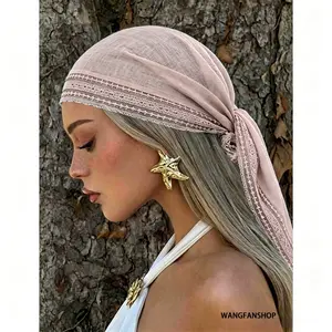 1 Square Lace Headscarf – Solid-color, versatile scarf/shawl; an elegant, stylish hair accessory. Lightweight and adaptable, it is perfect for summer travel, vacations, and casual everyday outfits.