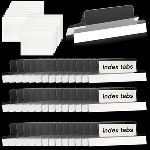 2 Inch Insertable Self-Adhesive Tabs with Printable Inserts with File Folder Labels Sticky Plastic Index Clear Divider Stick  File Self Adhesive for Book Page(50 Pieces)