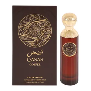 Qasas Coffee Eau De Parfum Natural Spray Vaporisateur 100ml 3.4fl.oz. - Rich Aromatic Fragrance - Unisex Fragrance