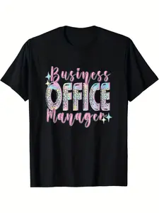 Humorous 'Business Office Manager' Graphic T-Shirt - Unisex, S-XXXL Black, Soft & Breathable - Lightweight, Machine Washable - Regular Fit Crew Neck Short Sleeve with Playful Star Design - Perfect for Casual Outings & Teamwork-Themed Events, Office Shirt