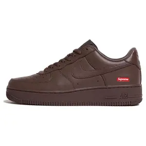 Nike Supreme x Air Force 1 Low 'Box Logo - Baroque Brown' Leather Sneakers Limited Edition All Seasons Casual Walking Shoes