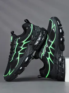 Men's High-Quality Casual Shoes, Comfortable Sporty Outdoor Shoes, Medium Width, Patchwork Design, All Seasons, PU Leather Upper