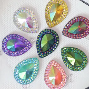 30/50/100Pcs  Resin DIY Jewelry Making Supplies, Flat Back Water Drop Shape Decorative Stones for Clothing Bags Accessories, Sparkly Rhinestones
