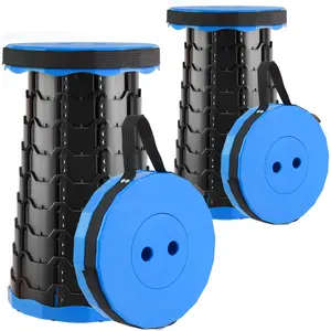 Upgraded Foldable Stool Thickened Set of 2, Portable Collapsible Stool Retractable Stool, Foldable Portable Collapsible Chair for Fishing, Hiking Tours, BBQ, Parties, Outdoor Activities (Blue)