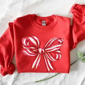 Christmas Bow Sweatshirt, Cute Holiday Crewneck, Red Bow Christmas Sweatshirt, Christmas Outfit, Funny Xmas Gift for Her