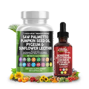 Clean Nutra Prostate & Metabolic Health Duo | Saw Palmetto, Pumpkin Seed Oil, Berberine, Ceylon Cinnamon & More for Hormonal & Blood Sugar Support Healthcare Supplement [Prostate Defend Capsules + Gluco Gone Liquid Drop]