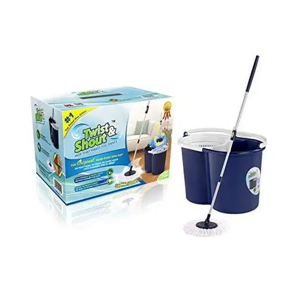 Twist and Shout Mop - Award Winning Original Hand Push Spin Mop - Life Time Warranty (2 Microfiber Mopheads Included)