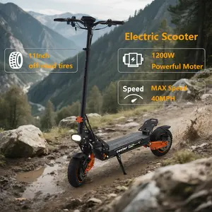 K11 Electric Scooter 1200W Brushless Motor 48V21Ah Battery 65KM/H Top Speed 55KM Range Foldable Frame 11-Inch Off-Road Tires Dual Disc Brakes IPX5 Waterproof