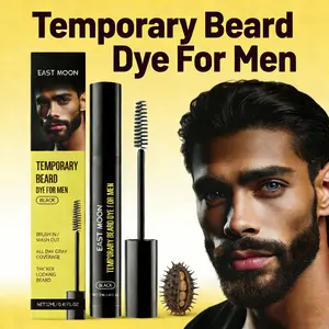 EAST MOON Temporary Beard Dye For Men Natural Black Beard & Eyebrow Color Cream with Castor Oil