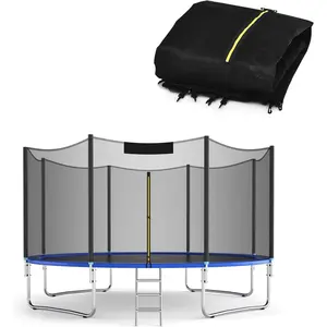 Trampoline Net, 8FT 10FT 12FT 14FT 15FT 16FT Trampoline Enclosure for Straight Poles, Weather Resistant Trampoline Netting  with Double-Headed Zipper & Protection Buckles, Net Only