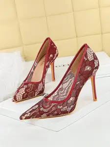 Romantic Lace Pointed Toe High Heels, Spring Summer Elegant Shoes, Perfect for Parties and Daily Wear, Stylish and Comfortable
