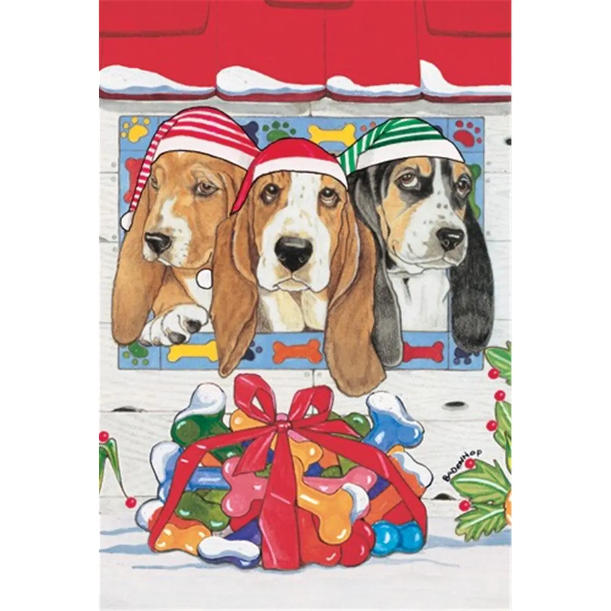 Pipsqueak Productions Basset Hound Holiday Boxed Greeting Cards - Office Stationery with Unique Card Design, Assorted Verses, Great Gift Idea