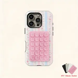 4PC Silicone Suction Phone Case Mount, Love Shack Fancy Floral Phone Case Coquette Girl Cover Compatible With  17 Promax , 16, 15, 14, 13, 12, 11, Pro Max