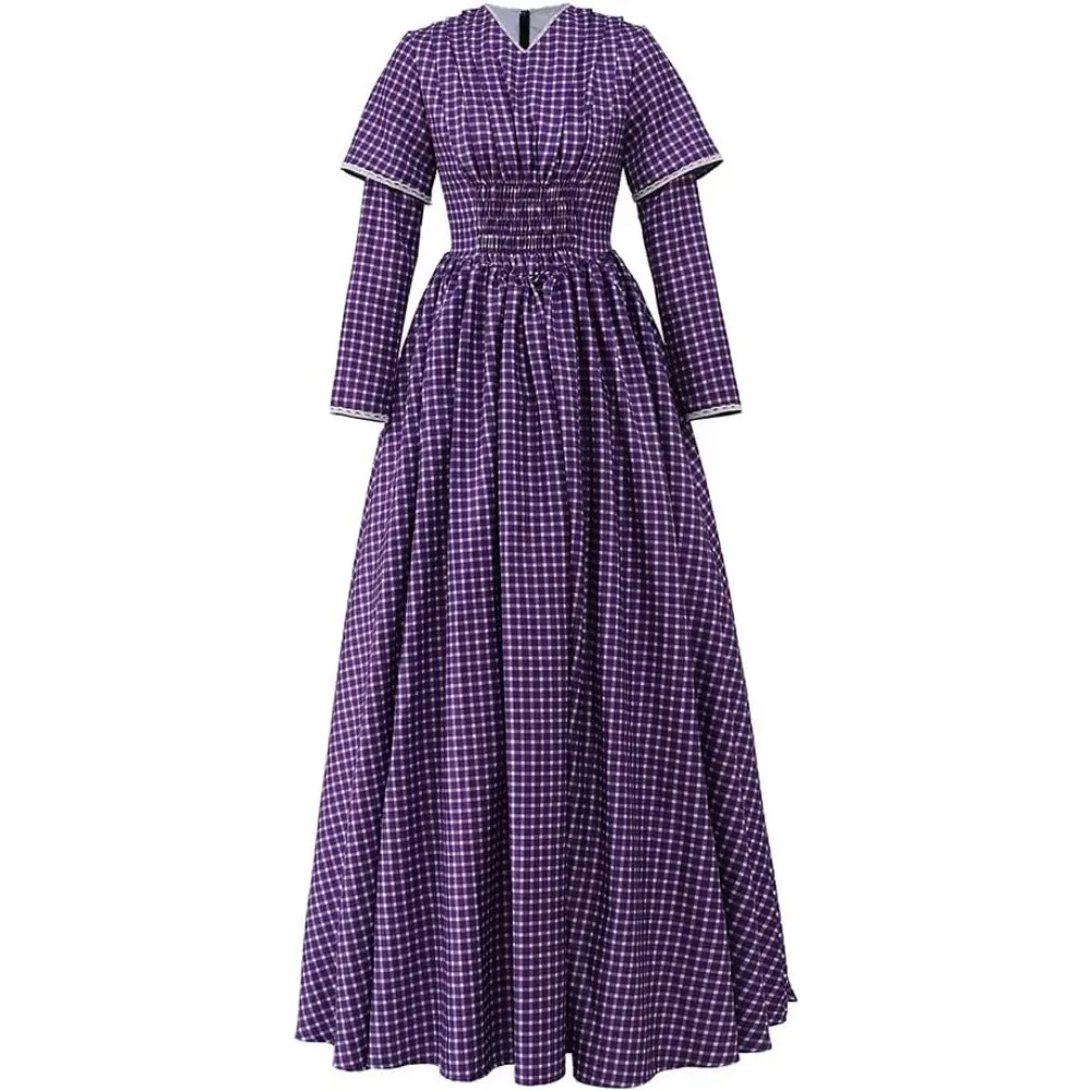 Women's Modest Comfortable Colonial Historic Pioneer Gown - Fitted Bodice Elegant Lady's Costume Outfit, Clothes, Thanksgiving, Long Sleeve, 3Xl, Ankle Length, Xxxl, Polyester Weave, Colonial Gown, Dress, 2Xl, Historical/Period, All Seasons, Modest Neck,,