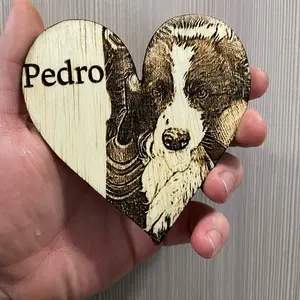 Custom wooden laser engraved photos hearts