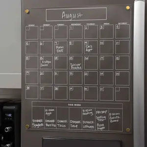 Acrylic Calendar for Fridge w/ Monthly Grid & Weekly Section