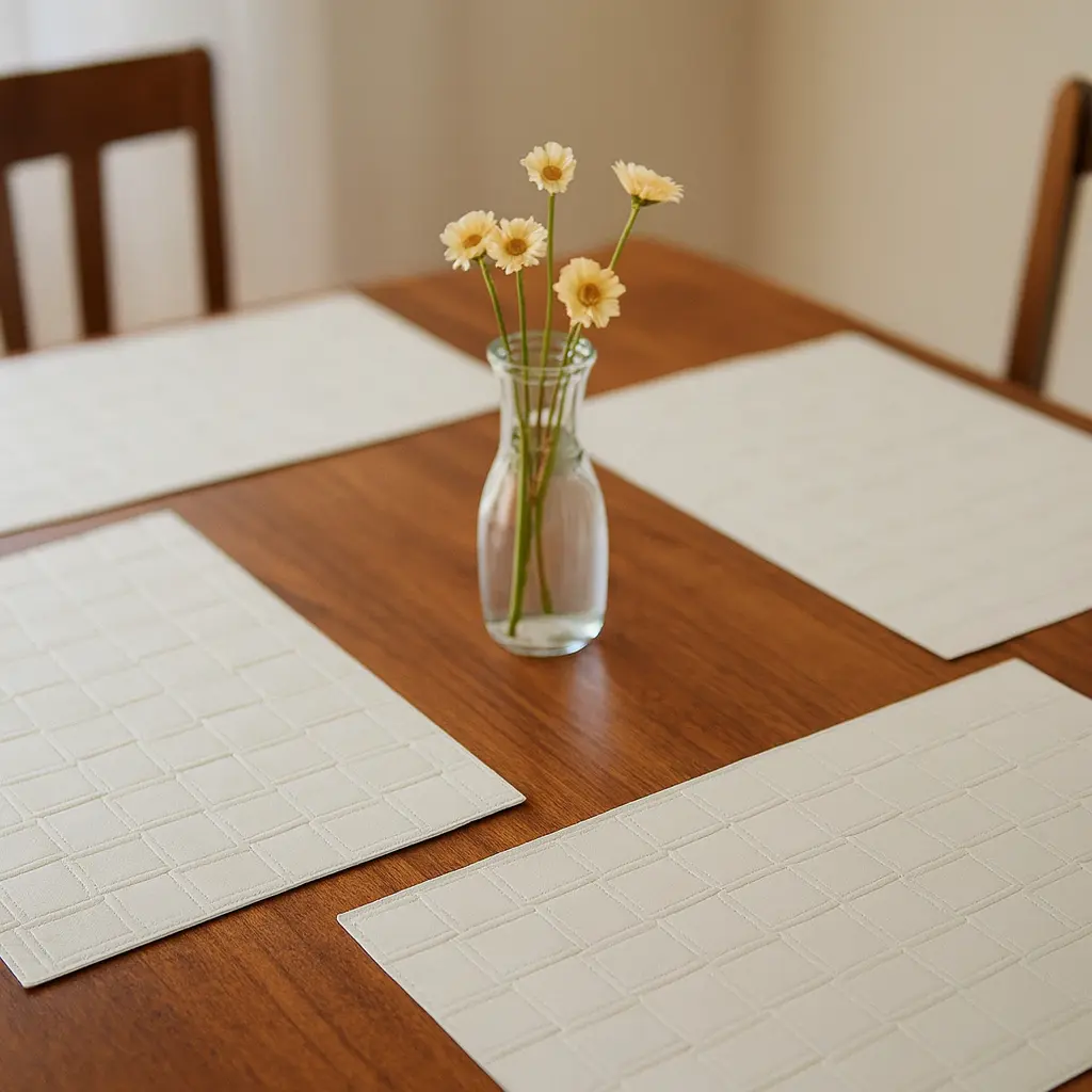 360 stand Waterproof Kitchenware Tableware Placemats - 4-Piece 18 in. Rectangular Basketweave Faux Leather, Aesthetic Stylish Reversible Kitchen Table Accessories, Set, Waterproof Placemat, Contemporary