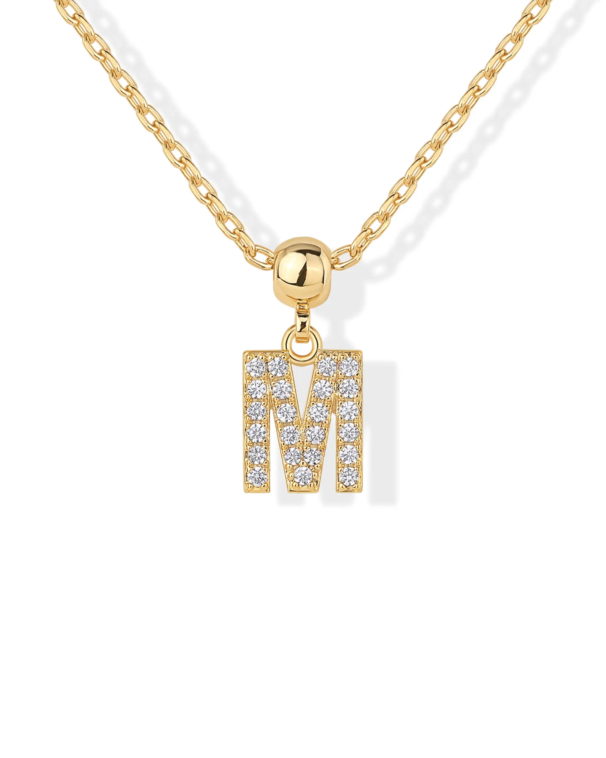 PAVOI 14K Yellow Gold Plated Initial Letter Charms Necklace for Women - Cubic Zirconia Alphabet Letters Pendant Charms Necklaces