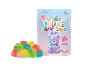 Magical Peelable Gummy Bear Cubes, Individually Wrapped, Gummy Fruit Snack, Peeling Candy for Kids and Adults, Fat, Nut and Gluten Free Snacks, Natural Fruit Flavors, 5 oz