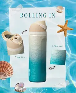 Owala Rolling In 24oz FreeSip Insulated Stainless Steel Water Bottle Leakproof Ocean Blue Travel Bottle