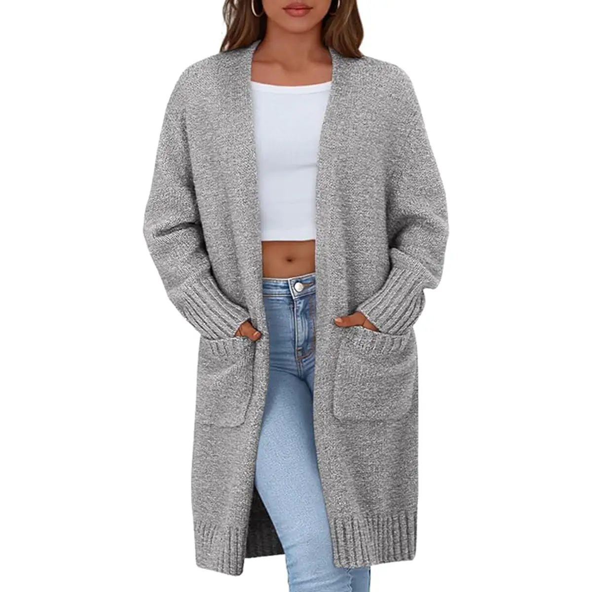 PrettyGarden Fall Long Sleeve Cardigan Sweaters for Women Trendy Winter Open Front Loose Knitted Cardigans with Pockets#Fallfreshness