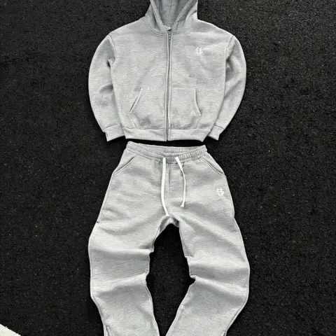 【Black Friday】Vintage Y2K Hip-Hop Style Loose-Fit Two-Piece Set, Zipper Design, Street Fashion Embroidered Sportswear for Fall & Winter, Comfortable Stylish Tracksuit