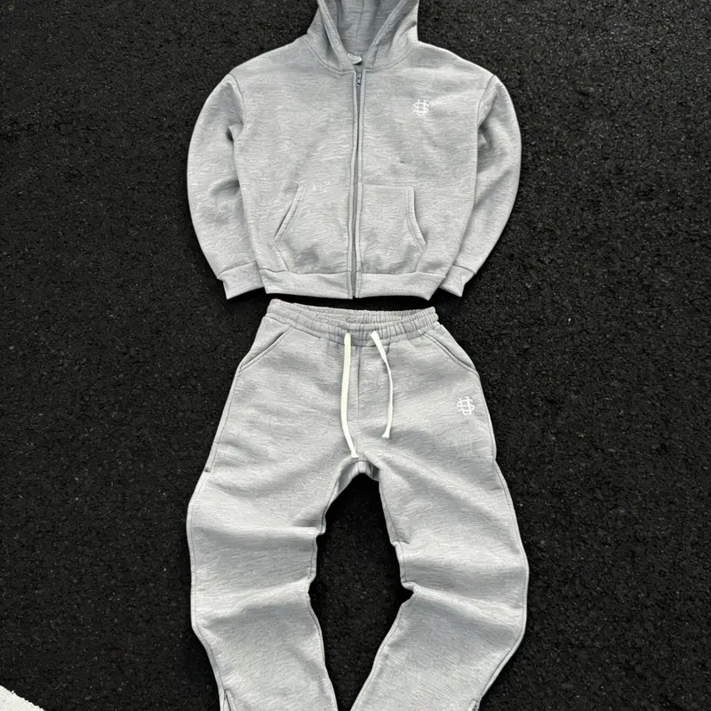 【Black Friday】Vintage Y2K Hip-Hop Style Loose-Fit Two-Piece Set, Zipper Design, Street Fashion Embroidered Sportswear for Fall & Winter, Comfortable Stylish Tracksuit