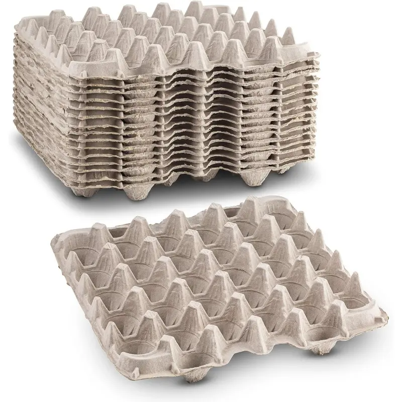 Products Pulp Fiber Egg Flat Cartons Holds 30 Eggs - Egg Crate for Chicken Farm (Pack of 15) - Made in the USA