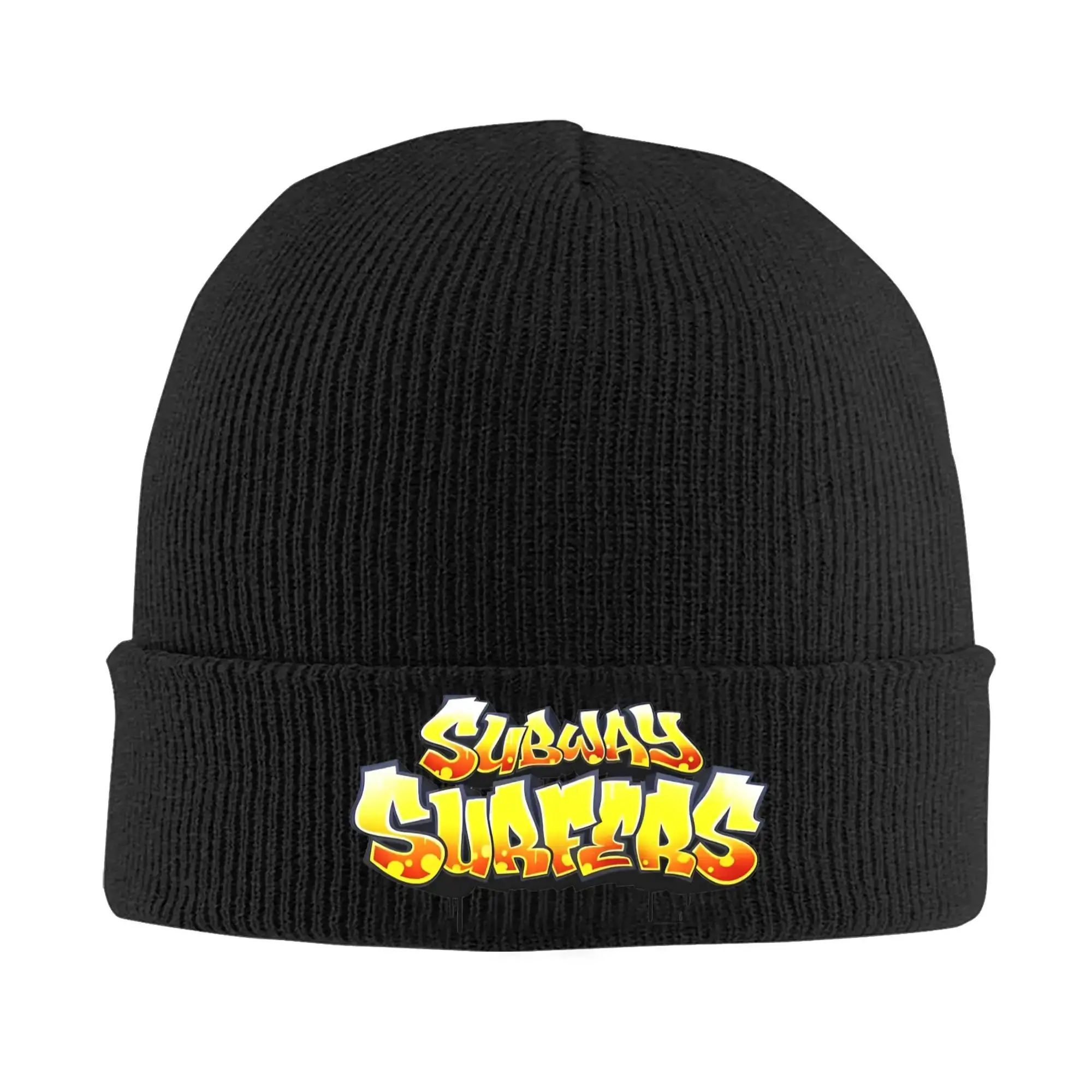 Unisex Subway Surfers Logo Knitted Beanie - Warm, Breathable, Skin-Friendly Acrylic Skull Cap, Stretchable 1 Size Fitted Cap for Autumn Winter Urban Hip-Hop Everyday Wear, Graphic Design, Flat Dry Care (Sports & Outdoor Hat Accessory)