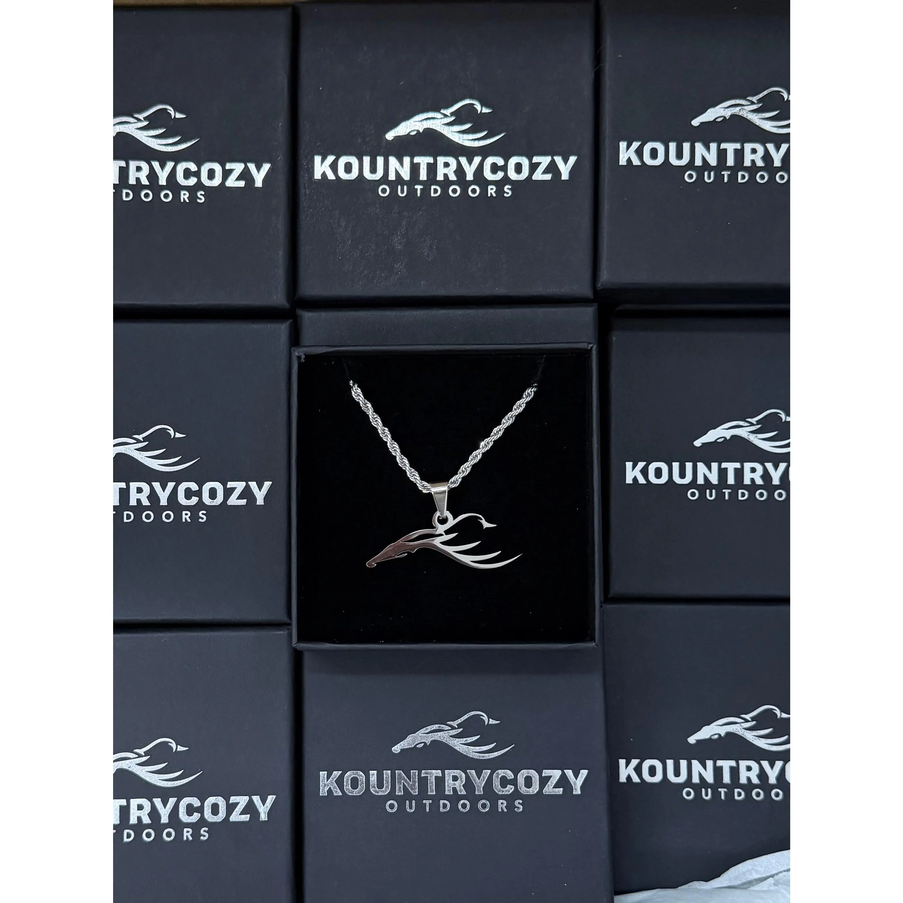 KC3 Polished Silver Custom Pendant 20” Rope Chain