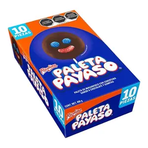 Ricolino Paleta Payaso Box with 10 pieces Chocolate