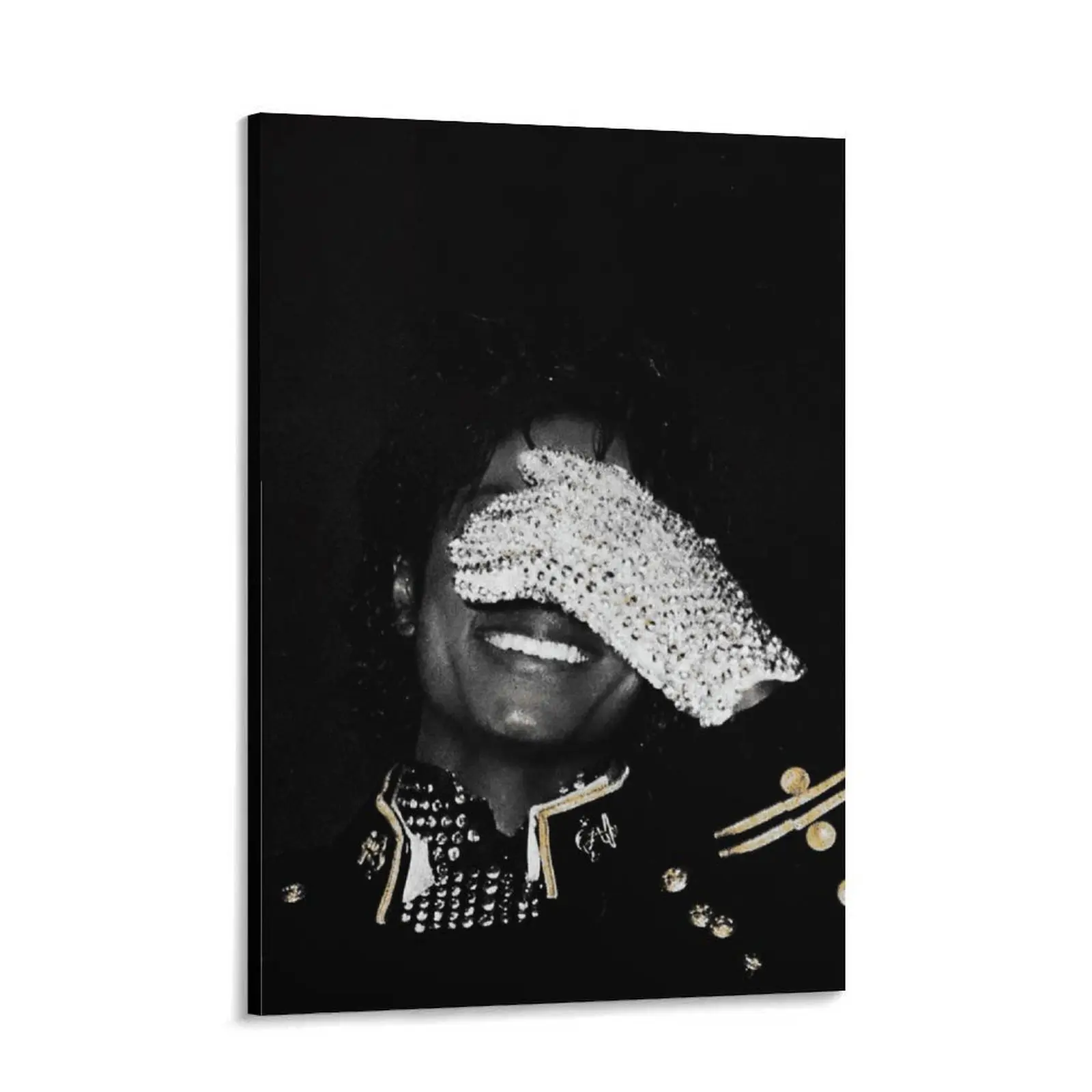 Michael Jackson Iconic Pop Legend Glove Portrait Painting - Black Minimalist Music Icon Wall Art, Solid Frame, Waterproof, Home Decor for Bedroom Room Decorations
