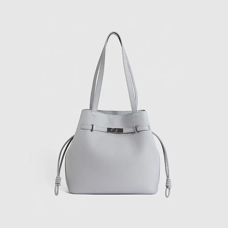 【Large Size】Genuine Leather Underarm Boston Bag Bucket Bag